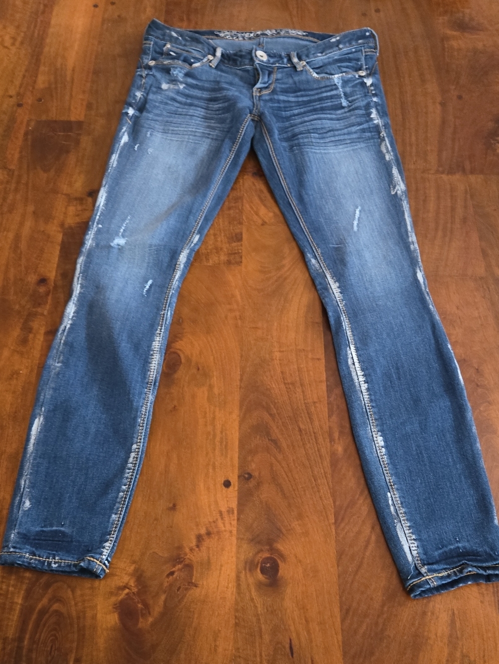 Express Zelda Ultra Low-Rise Distressed Silver Splattered Skinny Jeans Size 4